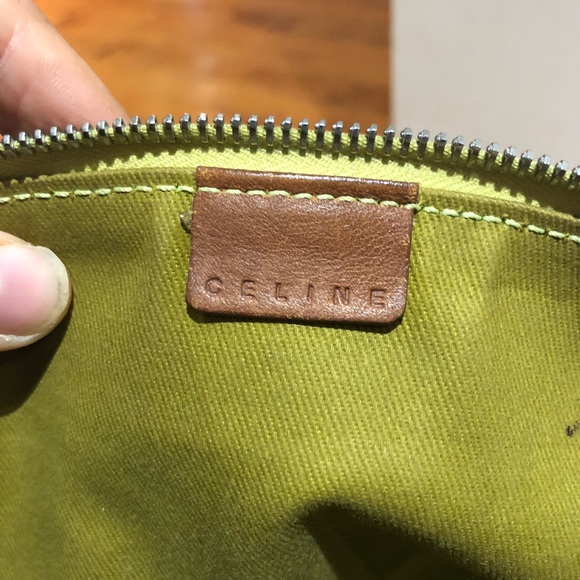 CELINE green suede monogrammed bag and wallet - Picture 7 of 8